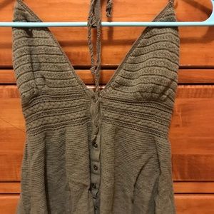 AEO green Knitted Tank Top